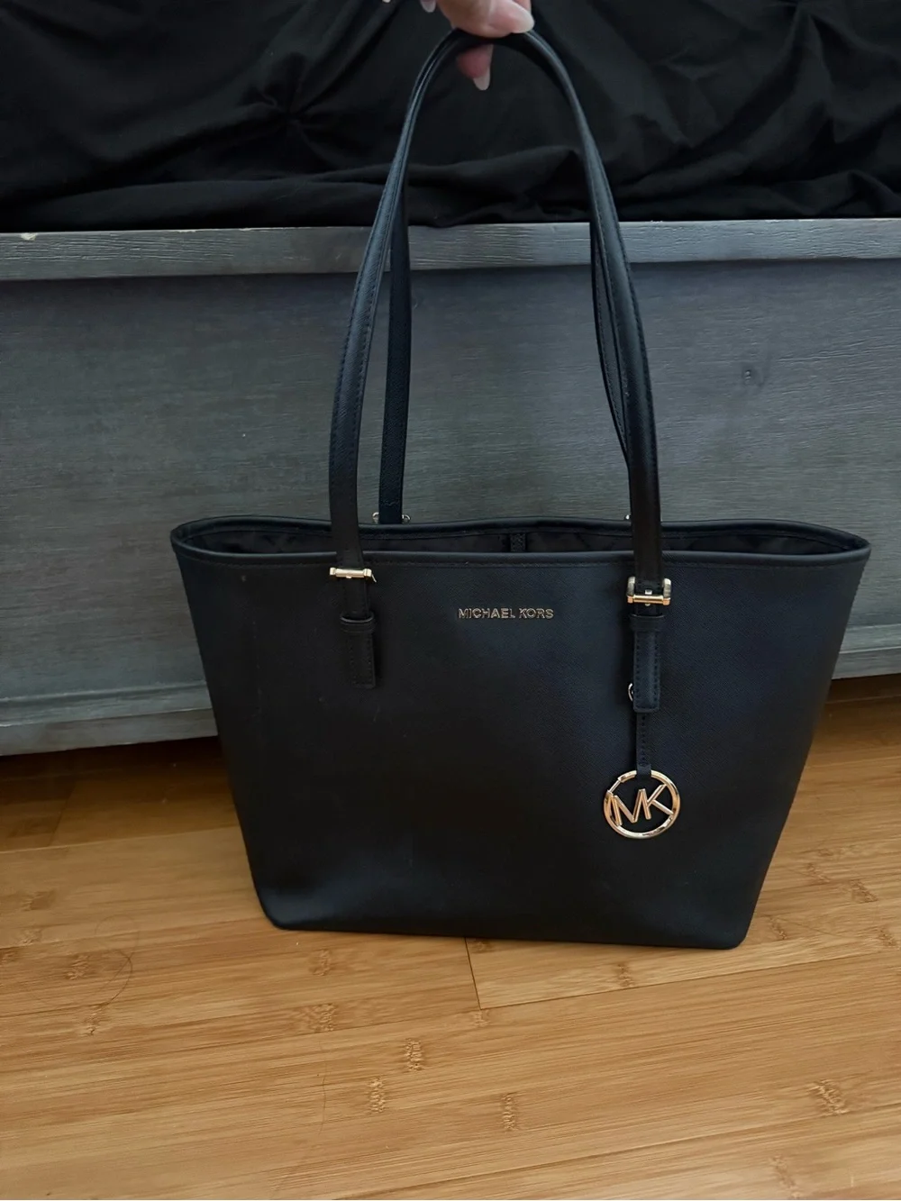 Michael Kors Black Tote with Gold MK Charm